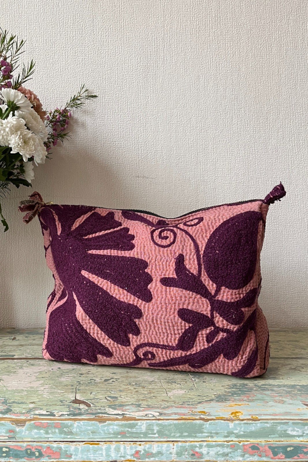 Vanity Kantha brodé uni ROSE