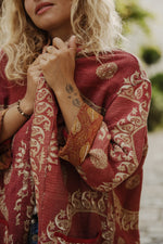 Load image into Gallery viewer, veste kimono kantha coton indien kantha
